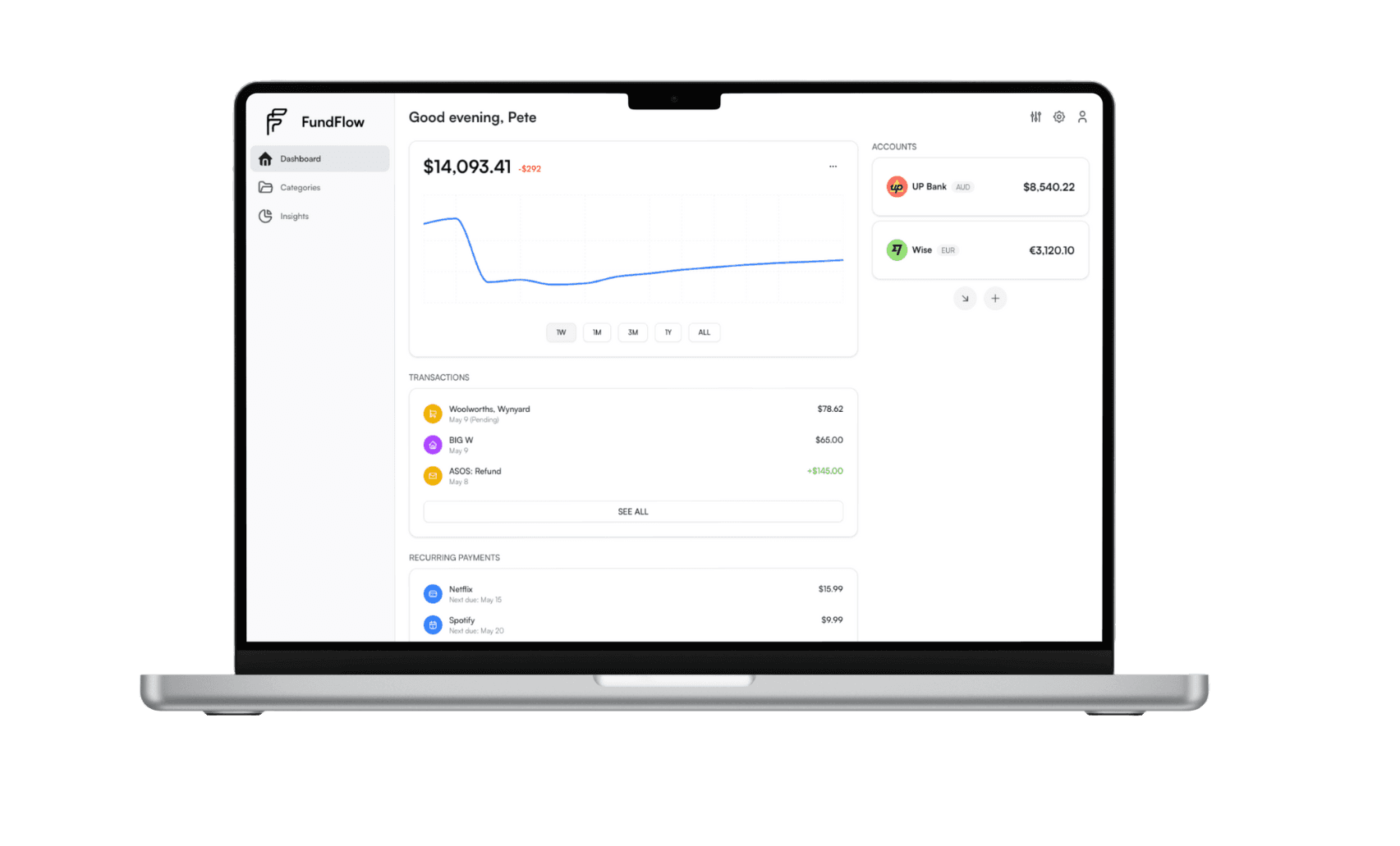 FundFlow laptop mockup